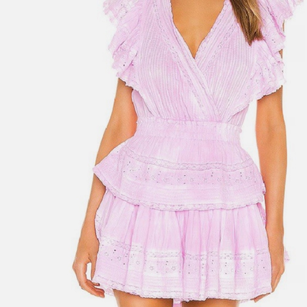 LoveShackFancy XS Gwen Pink Mini Dress Ruffle Flutter Sleeve Fairy Feminine